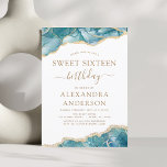Budget Agate Turquoise Sweet 16 Aquamarin Gold<br><div class="desc">Budget Agate Geode Turquoise Aquamarin Blue and Gold Foil Birthday Party Einladungen - beinhaltet moderne,  schöne und elegante Drehbuch für die besondere 16 . Geburtstag (16.) Geburtstagsfeier.</div>