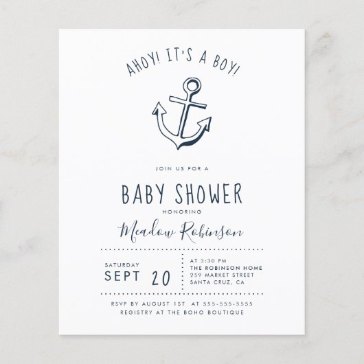 Budget Ahoy! Das ist ein Junge! Kinderdusche (Vorderseite)