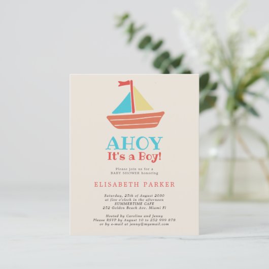 Budget Ahoy Es ist ein Baby-Dusche Einladung (Stehend Vorderseite)