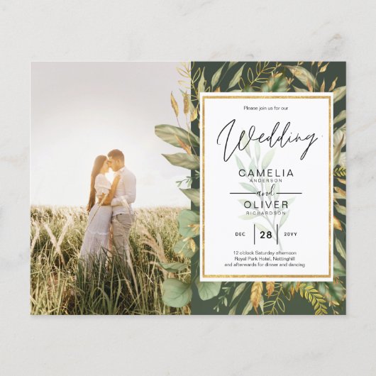 Budget All-in1 FOTO Greenery Wedding RSVP QR CODE (Vorderseite)
