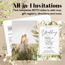 Budget All-in1 FOTO Greenery Wedding RSVP QR CODE