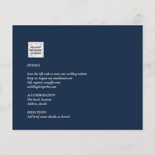 Budget All-in1 FOTO Greenery Wedding RSVP QR CODE (Rückseite)