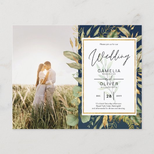 Budget All-in1 FOTO Greenery Wedding RSVP QR CODE (Vorderseite)
