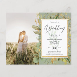 Budget All-in1 FOTO Greenery Wedding RSVP QR CODE Flyer