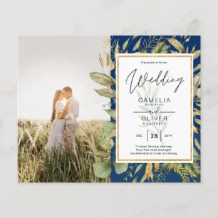 Budget All-in1 FOTO Grünzeug Hochzeit RSVP QR CODE Flyer