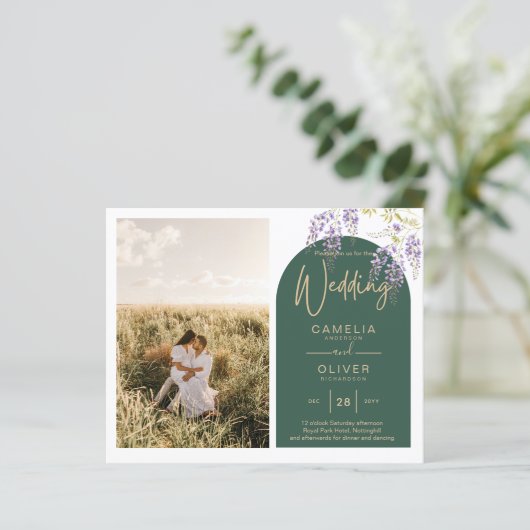 Budget All-in1 FOTO Wedding Wisteria QR Code INV (Stehend Vorderseite)