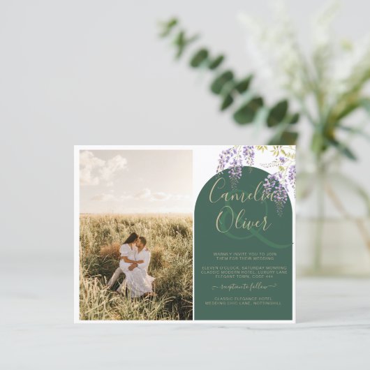 Budget All-in1 FOTO Wedding Wisteria QR Code INV (Stehend Vorderseite)