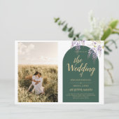 Budget All-in1 FOTO Wedding Wisteria QR Code INV Einladung (Stehend Vorderseite)