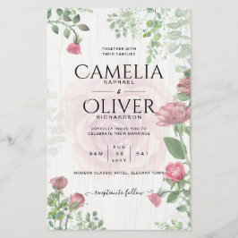 Budget All-in-1 Dusty Pink Roses Floral Wedding Flyer