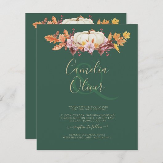 BUDGET All-in-1 Herbst Pumpkin Green Gold Wedding (Vorne/Hinten)