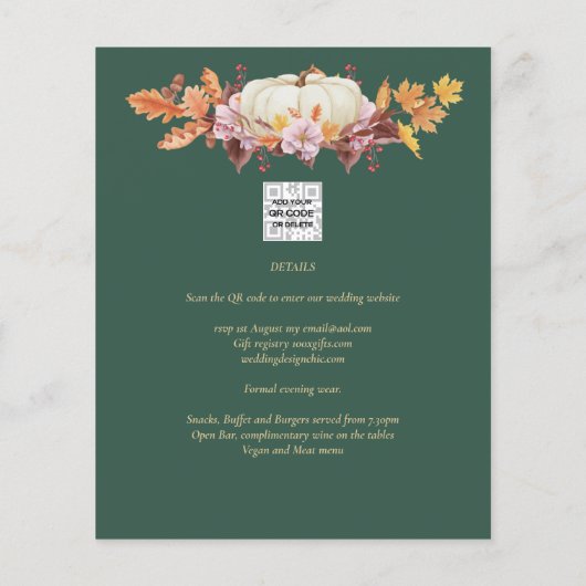 BUDGET All-in-1 Herbst Pumpkin Green Gold Wedding (Rückseite)