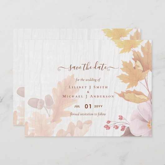 BUDGET All-in-1-Herbstlaub Terracotta Wedding Postkarte (Vorne/Hinten)