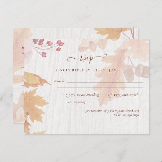 BUDGET All-in-1-Herbstlaub Terracotta Wedding Postkarte (Vorne/Hinten)