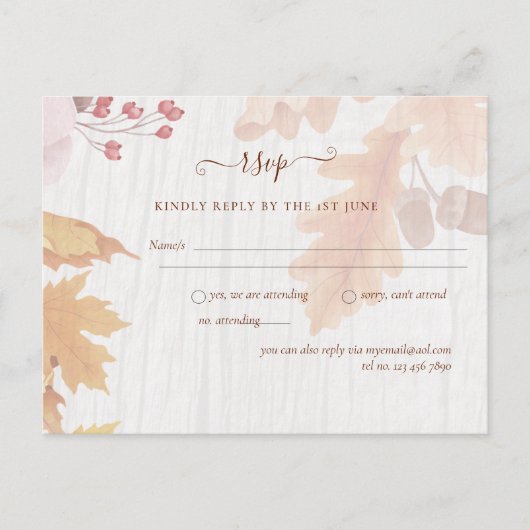 BUDGET All-in-1-Herbstlaub Terracotta Wedding Postkarte (Vorderseite)