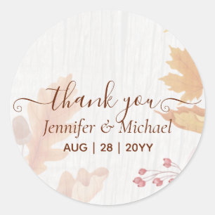 BUDGET All-in-1-Herbstlaub Terracotta Wedding Runder Aufkleber