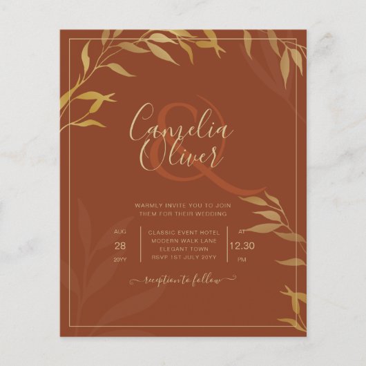Budget All-in-1 Rustic Terracotta GOLD Wedding (Vorderseite)