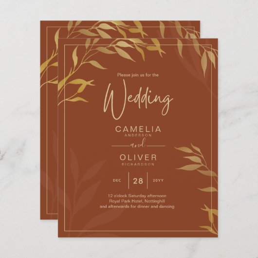 Budget All-in-1 Rustic Terracotta GOLD Wedding (Vorne/Hinten)