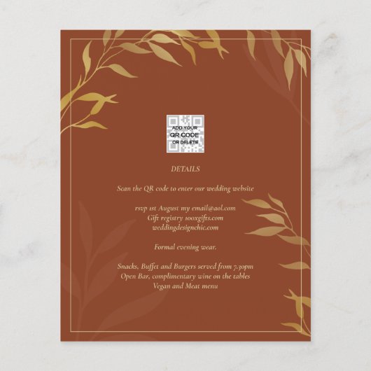 Budget All-in-1 Rustic Terracotta GOLD Wedding (Rückseite)