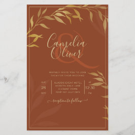 Budget All-in-1 Rustic Terracotta GOLD Wedding Flyer