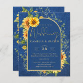 BUDGET All-in-1 Rustikale Sonnenblumen BLAU Hochze (Vorne/Hinten)