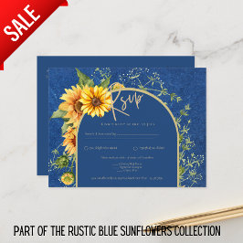BUDGET All-in-1 Rustikale Sonnenblumen BLAU Hochze Postkarte