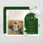 Budget All-in-1 White Roses Green Wedding QR Code (Vorne/Hinten)