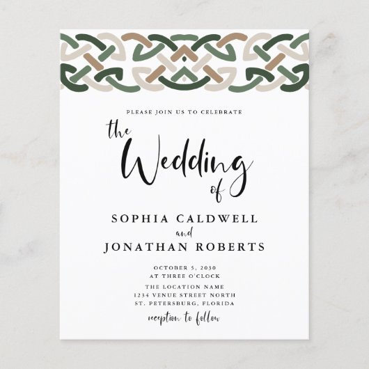 Budget All in One Celtic Knot Wedding Einladung (Vorderseite)
