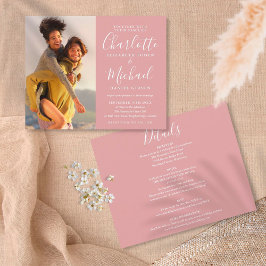 Budget All In One Dusty Rose Foto Hochzeits Einlad