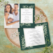 Budget All In One Smaragd-Foto-Hochzeitseinladung