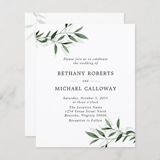 Budget Alles in einem Eukalyptus-Blätter Hochzeits (Vorne/Hinten)