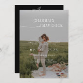 Budget alles in einem + QR Code Black & White Wedd Einladung (Vorne/Hinten)