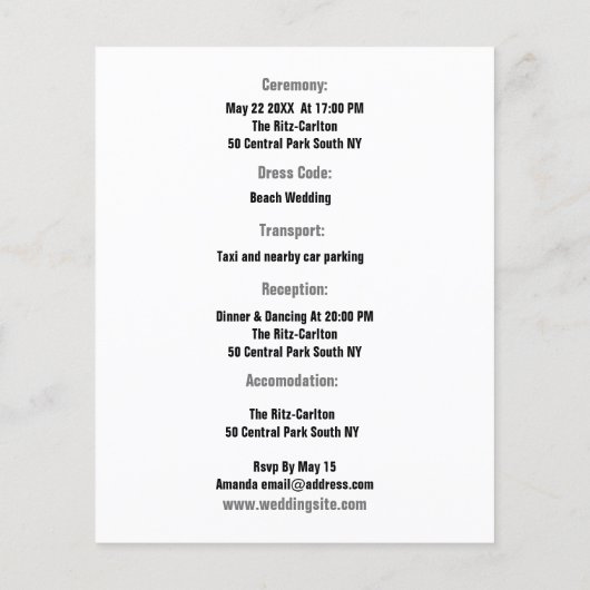 Budget alles in einer Info-uAwg und Hochzeitseinla Flyer (Hinten)