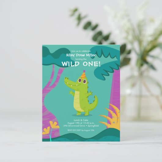 Budget Alligator Kindergeburteneinladungen (Stehend Vorderseite)