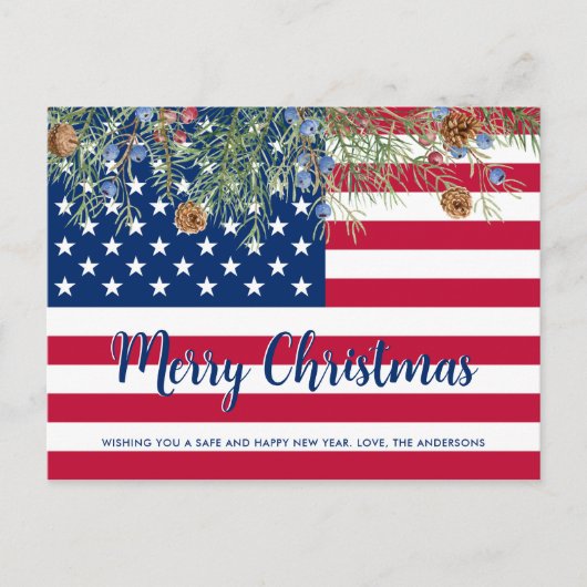 Budget American Flag Militär Weihnachten Patriotic Postkarte (Vorderseite)