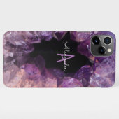 Budget Amethyst Crystal Agate Mit Monogramm Pink iPhone Hülle (Rückseite (Horizontal))
