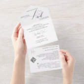 Budget Amperand Elegant Script QR Code Hochzeit All In One Einladung (Abreißen)