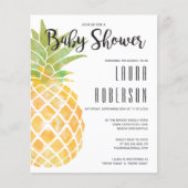 Budget Ananas Watercolor Kinderdusche Einladung (Vorderseite)