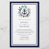 Budget Anchor Greenery Navy Einladung zur Hochzeit (Vorderseite)