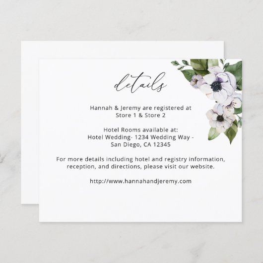 Budget Anemone Weiße Blumendetails (Vorne/Hinten)