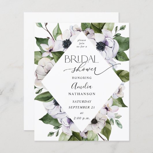 Budget Anemone White Floral Brautparty (Vorne/Hinten)