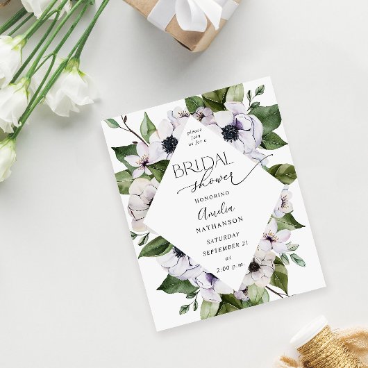 Budget Anemone White Floral Brautparty Flyer