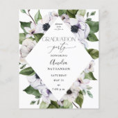 Budget Anemone White Floral Graduation Party Flyer (Vorne)