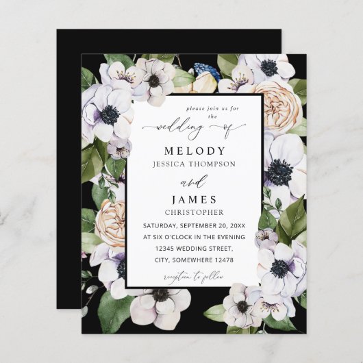 Budget Anemone White Floral Wedding - Black (Vorne/Hinten)