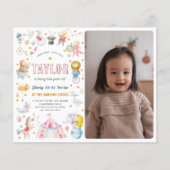 Budget Animal Circus Carnival Foto Geburtstagspart (Vorderseite)