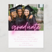 Budget Anpassbares Pink Neon Abschluss Foto Flyer (Hinten)