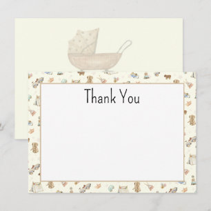 Budget, Antike Kinderwagen Boho Baby Shower Danke Mitteilungskarte