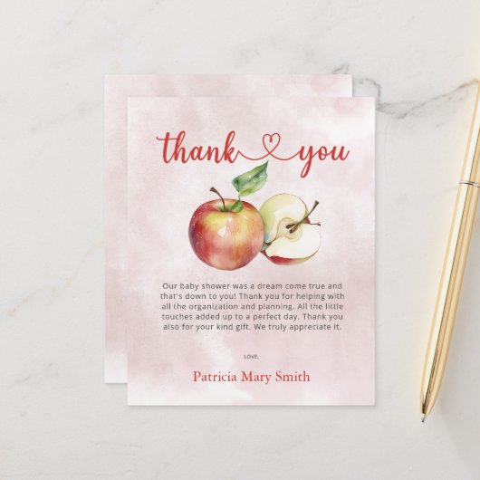 Budget Apfel unserer Eye Baby Dusche Danke Karte (Vorderseite/Rückseite Beispiel)