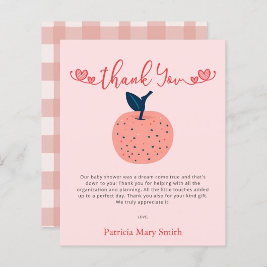 Budget Apfel unserer Eye Baby Dusche Danke Karte (Vorne/Hinten)