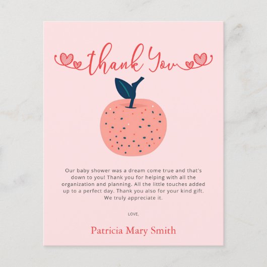 Budget Apfel unserer Eye Baby Dusche Danke Karte (Vorderseite)