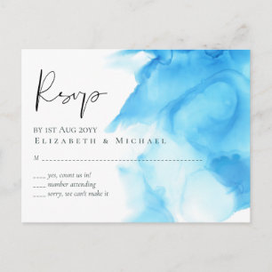 Budget Aqua Blue Watercolor Wash Wedding Postkarte